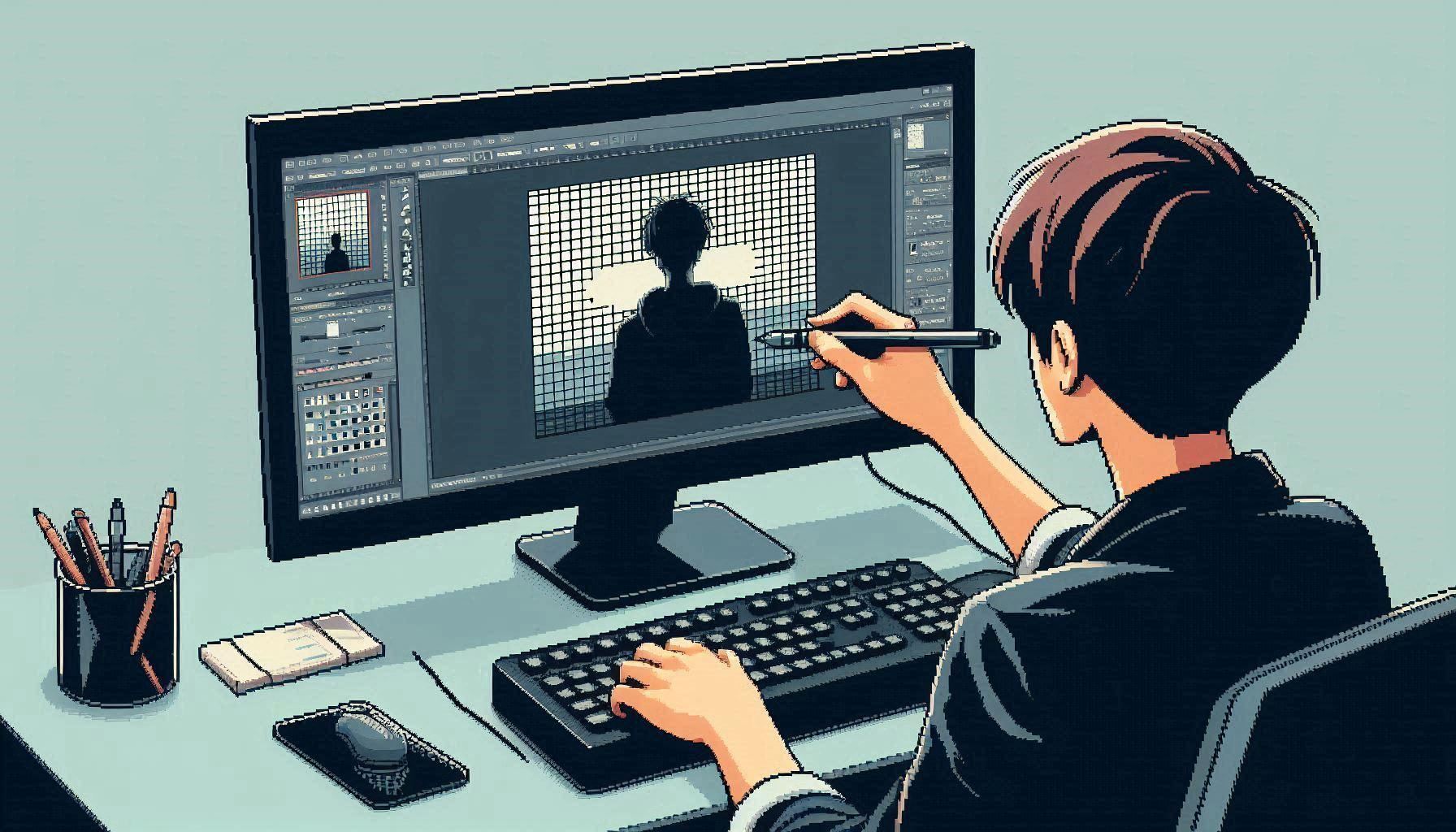 A person editing an image on a computer